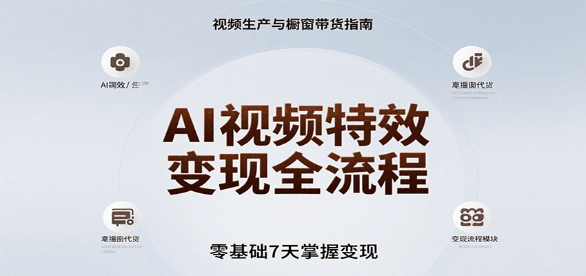 AI视频特效变现全流程，零基础7天掌握视频生产到橱窗带货变现-网创项目