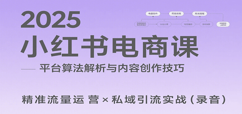 2025小红书电商课：解析算法，创作高转化内容，助力卖家获取流量实现变现(录音)-网创项目