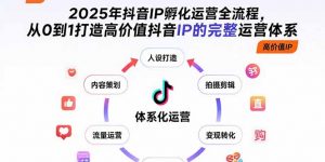 2025年抖音IP孵化运营全流程，从0到1打造高价值抖音IP的完整运营体系-网创项目