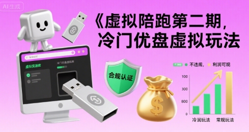 虚拟陪跑第二期，冷门优盘虚拟玩法，不违规，利润可观-网创项目