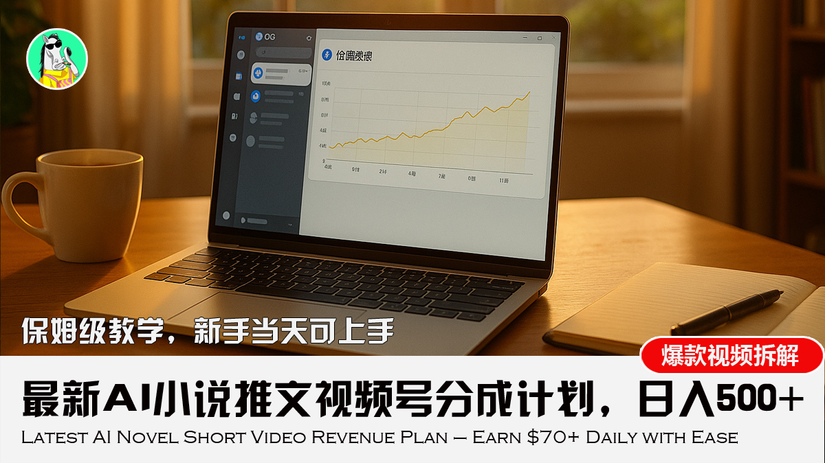 最新AI小说推文视频号分成计划，新手小白也能当天日入500+教程-网创项目