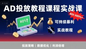 AD投放教程课程实战课，实现广告ROI300%+可持续暴利-网创项目