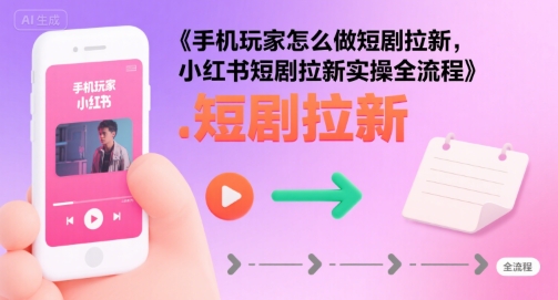 手机玩家怎么做短剧拉新，小红书短剧拉新实操全流程-网创项目