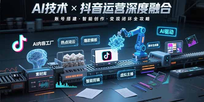 AI技术与抖音运营的深度融合应用：涵盖账号搭建、内容创作、收益变现等-网创项目