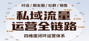 私域流量运营全链路，开场对话设计、朋友圈运营、社群管理、一对一销售SOP-网创项目