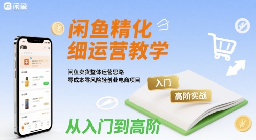 闲鱼精细化运营入门+高阶实战教学，闲鱼卖货整体运营思路，零成本零风险轻创业电商项目-网创项目