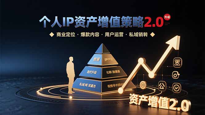 个人IP资产增值策略2.0 拆解商业定位/爆款内容/用户运营/私域销转四大模块-网创项目