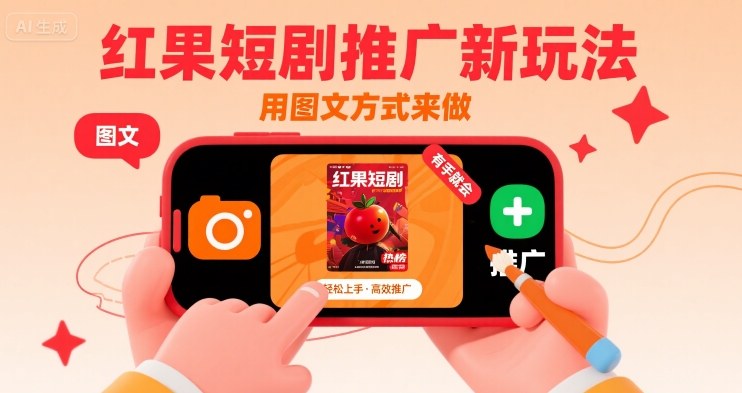 红果短剧推广新玩法，用图文方式来做，有手就会-网创项目