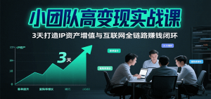 小团队高变现实战课,3天打造IP资产增值与互联网全链路赚钱闭环(第二期)-网创项目