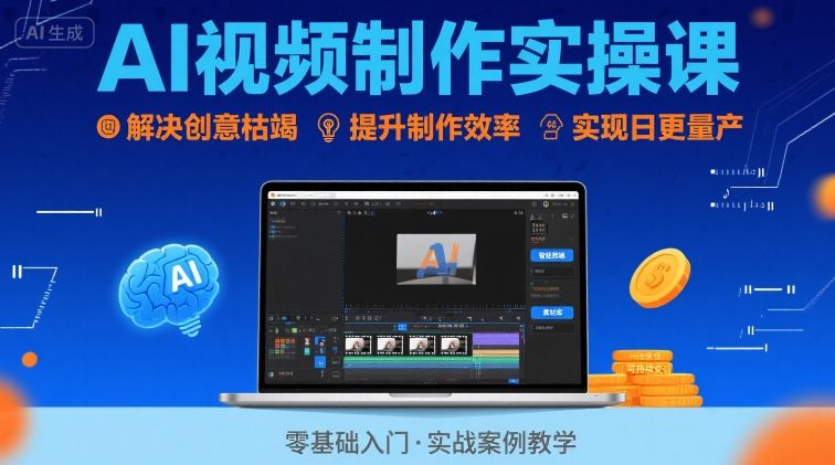 Ai视频制作实操课，解决创意枯竭、效率低下痛点，实现日更量产可持续变现-网创项目