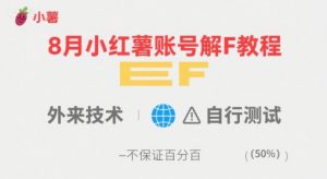 8月小红薯账号解封教程，外来技术，自行测试，不保证百分百-网创项目