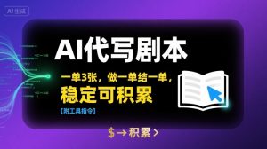 AI代写剧本，一单3张，做一单结一单，稳定可积累【附工具指令】-网创项目