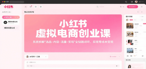小红书虚拟电商创业课，系统拆解选品-内容-流量-变现，实现零成本变现-网创项目