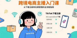 跨境电商主播入门课，TikTok下载注册，支付工具配置，社媒账号管理全流程-网创项目