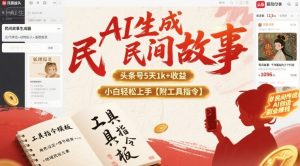 AI生成民间故事，头条号5天1k+，小白轻松上手【附工具指令】-网创项目
