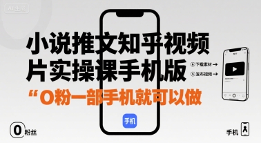 小说推文知乎视频图片实操课手机版，0粉一部手机就可以做-网创项目