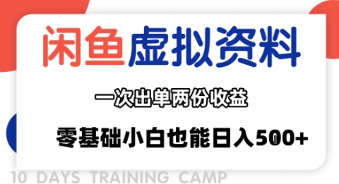 闲鱼虚拟资料新变现玩法，信息差项目，一次出单两份收益，无需囤货，可批量矩阵，零基础小白也能日入多张-网创项目