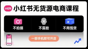 小红书无货源电商课程,不拍摄不露脸不用囤货,一部手机即可开店-网创项目
