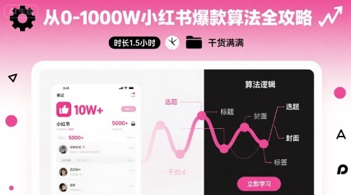从0-1000W小红书爆款算法全攻略，时长1.5小时，干货满满-网创项目