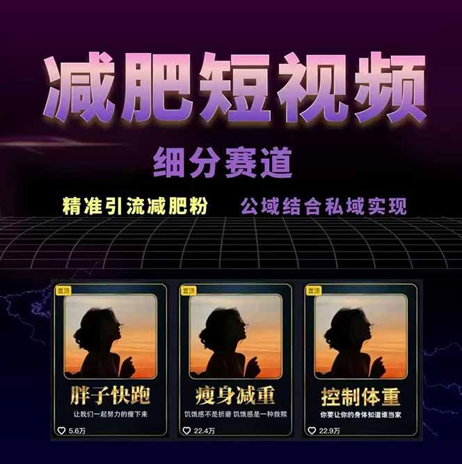 图片[1]-减肥短视频赛道运营课：素材准备-视频制作-引流变现全流程 (附素材-网创项目