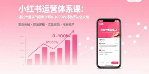 小红书运营体系课:通过大量实战案例拆解0-1000W爆款算法全攻略-网创项目
