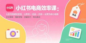 小红书电商效率课：从账号搭建到变现，以养号-选品-内容-运营为核心链路-网创项目