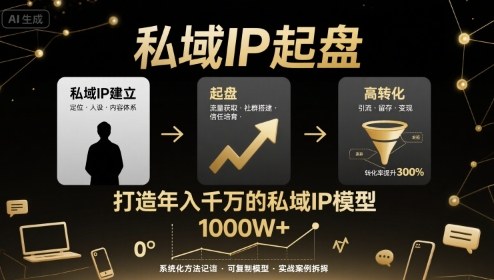 私域IP起盘，私域ip建立、起盘、高转化，打造年入千万的私域ip模型-网创项目