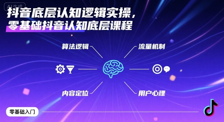 抖音底层认知逻辑实操，零基础抖音认知底层课程-网创项目