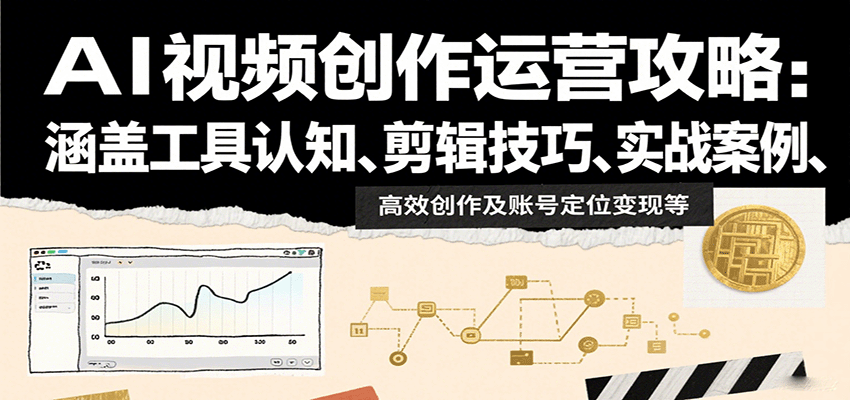 AI视频创作运营攻略：涵盖工具认知、剪辑技巧、实战案例、高效创作及账号定位变现等-网创项目