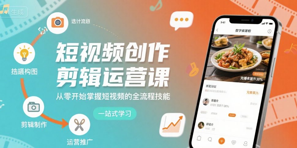 短视频创作剪辑运营课，从零开始掌握短视频的全流程技能-网创项目
