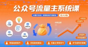 公众号流量主系统课,AI暴力玩法,复制粘贴打造副业,日入5张 +【附工具指令】-网创项目