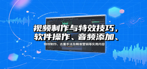 视频制作与特效技巧:软件操作、音频添加、特效制作、去重手法及精准营销等实用内容-网创项目