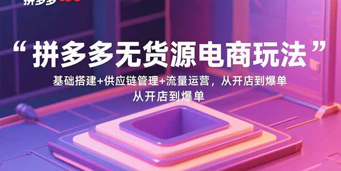 拼多多无货源电商玩法：基础搭建+供应链管理+流量运营，从开店到爆单-网创项目