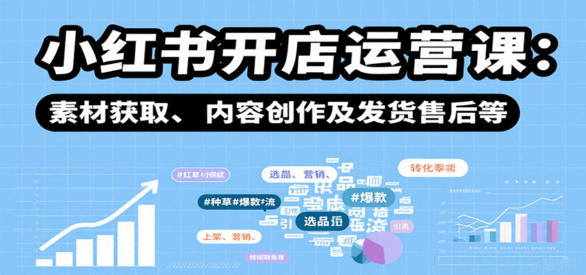 小红书开店运营课：选品、上架、营销、素材获取、内容创作及发货售后等-网创项目