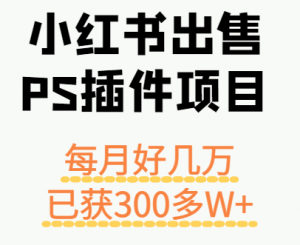 小红书出售PS插件项目，每月都收入好几万，长期操作已获利300多W+-网创项目