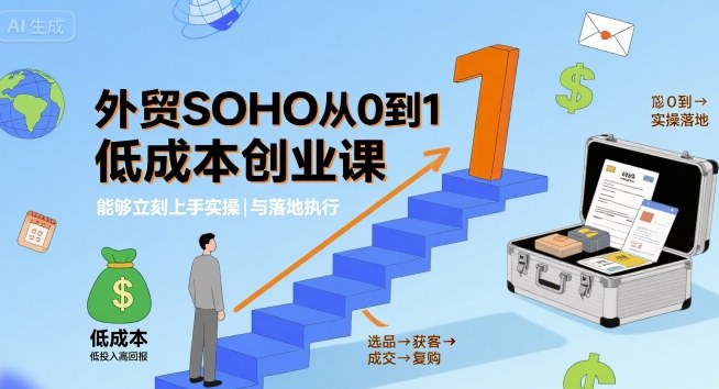 外贸SOHO从0到1低成本创业课，能够立刻上手实操与落地执行-网创项目