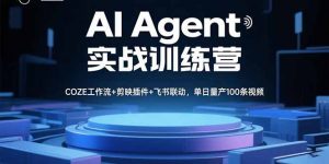 AI Agent实战训练营，COZE工作流+剪映插件+飞书联动，单日量产100条视频-网创项目