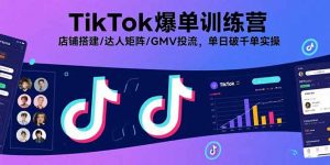 TikTok爆单训练营，店铺搭建/达人矩阵/GMV投流，单日破千单实操-网创项目