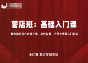 小红薯薯店商城卖货，基础入门课，教你如何进行店铺开通、后台设置、产品上传等入门知识-网创项目