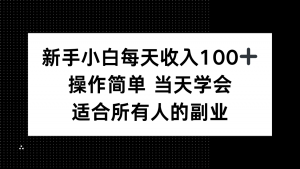 新手小白每天收入100+，操作简单 当天学会 ，适合所有人的副业-网创项目