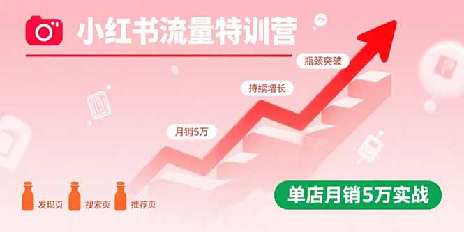 小红书流量特训营：突破流量瓶颈，实现店铺持续增长，单店月销5万实战-网创项目