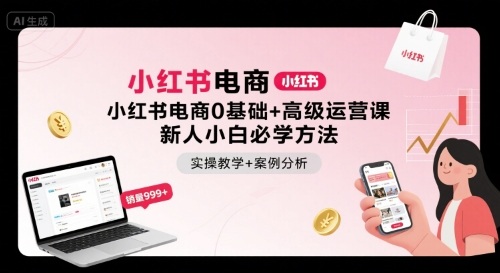 小红书电商0基础+高级运营课，新人小白必学方法，实操教学+案例分析-网创项目