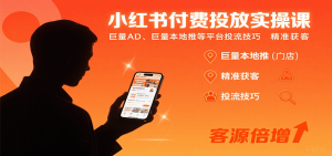 小红书付费投放实操课:巨量AD、巨量本地推等平台投流技巧精准获客-网创项目
