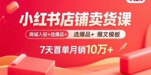 小红书店铺卖货课:商城入驻+选爆品+爆文模板,7天首单月销10万+-网创项目