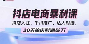 2025抖店电商暴利课,抖店入驻、千川推广、达人对接,30天单店利润破万-网创项目