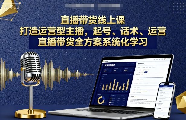 直播带货线上课，打造运营型主播，起号、话术、运营，直播带货全方案系统化学习-网创项目