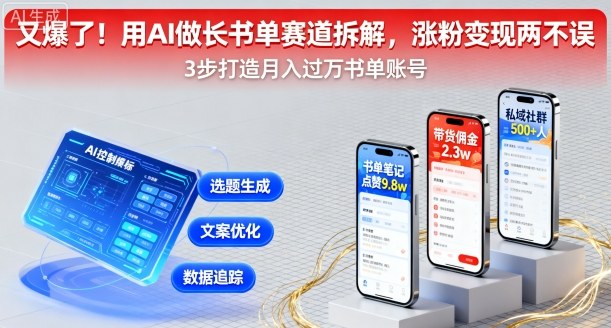 又爆了！用AI做长书单赛道拆解，涨粉变现两不误-网创项目