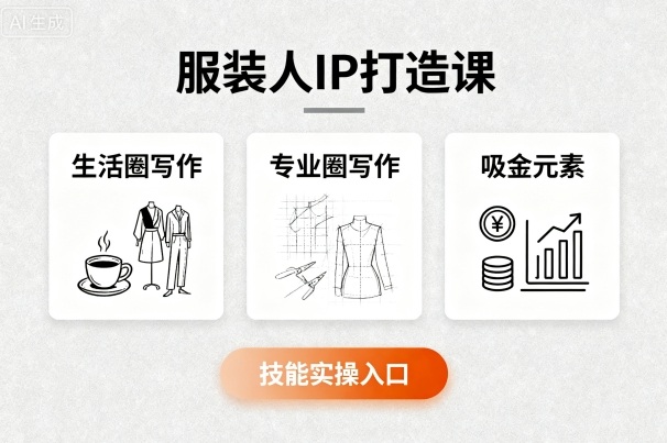 服装人IP打造课，文案创富+生活圈写作+专业圈写作+服装人专属+吸金元素+技能实操-网创项目