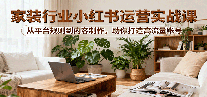 小红书家装行业运营实战课：从平台规则到内容制作，助你打造高流量账号-网创项目