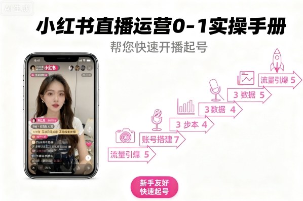 小红书直播运营0-1实操手册，帮您快速开播起号-网创项目